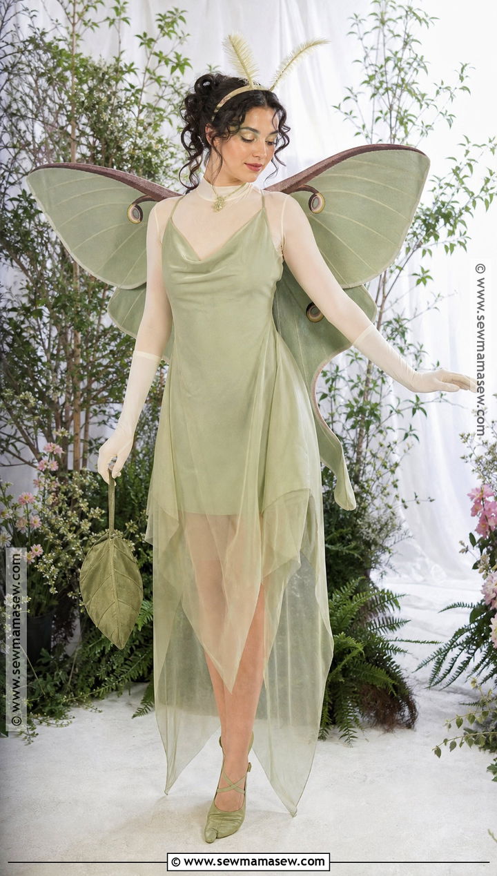 Luna Moth Costume With Green Wings - 40 aesthetic halloween costumes