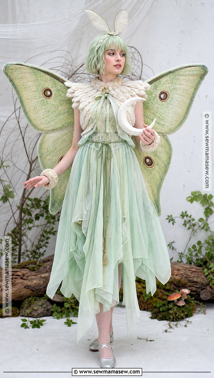 Luna Moth Costume With Green Wings - 30 Nature Costume Ideas