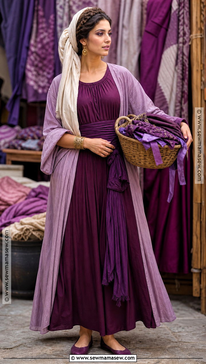 Lydia Costume With Purple Fabric - 30 Biblical Costumes for Women