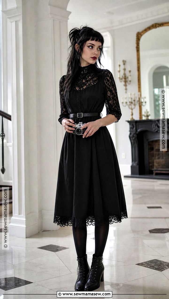 Lydia Deetz Black Goth Dress Costume - 35 beetlejuice halloween costume ideas