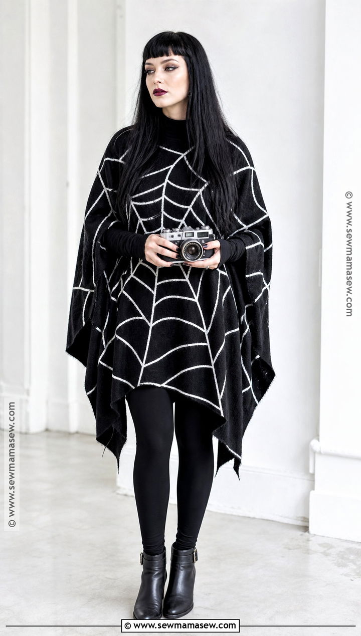 Lydia Deetz Black Spiderweb Poncho Costume - 35 beetlejuice halloween costume ideas