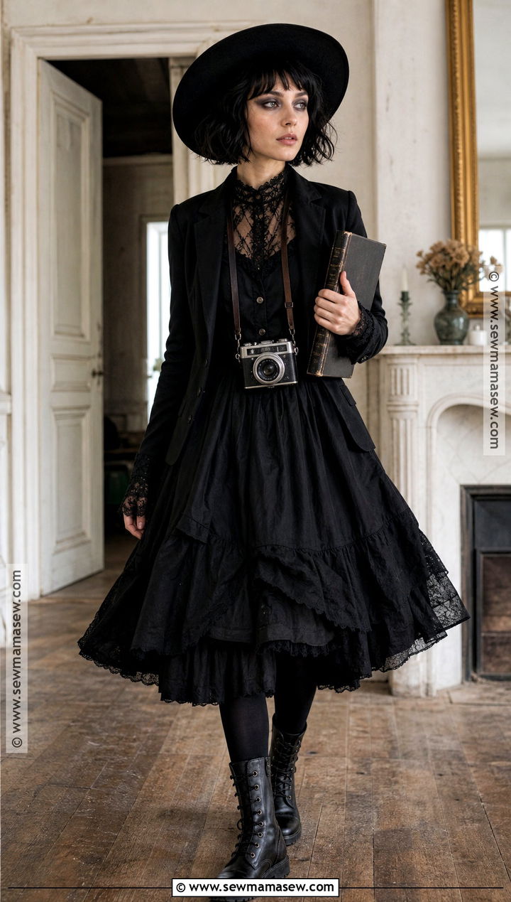 Lydia Deetz Costume With Black Layered Skirt - 30 halloween costumes black skirt