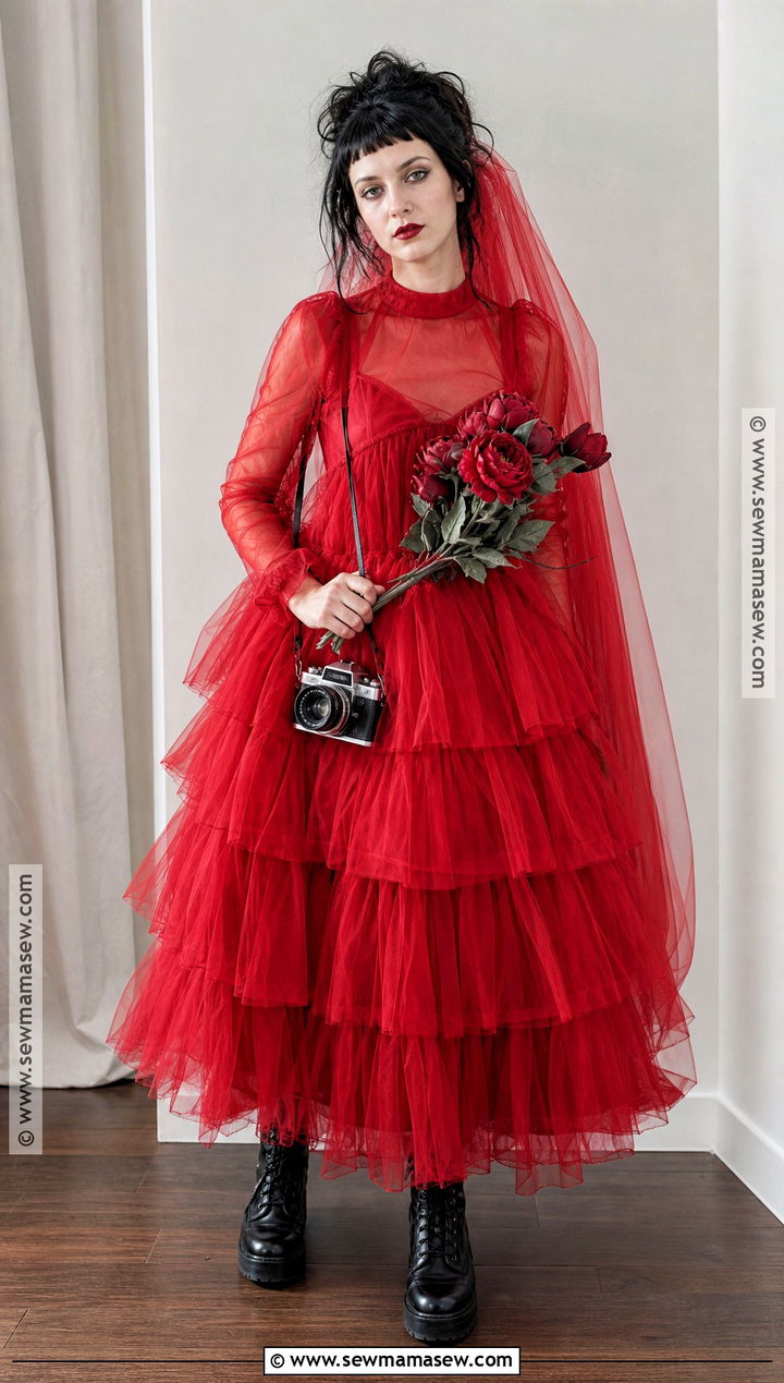 Lydia Deetz Costume With Red Dress - 35 Iconic Solo Halloween Costumes