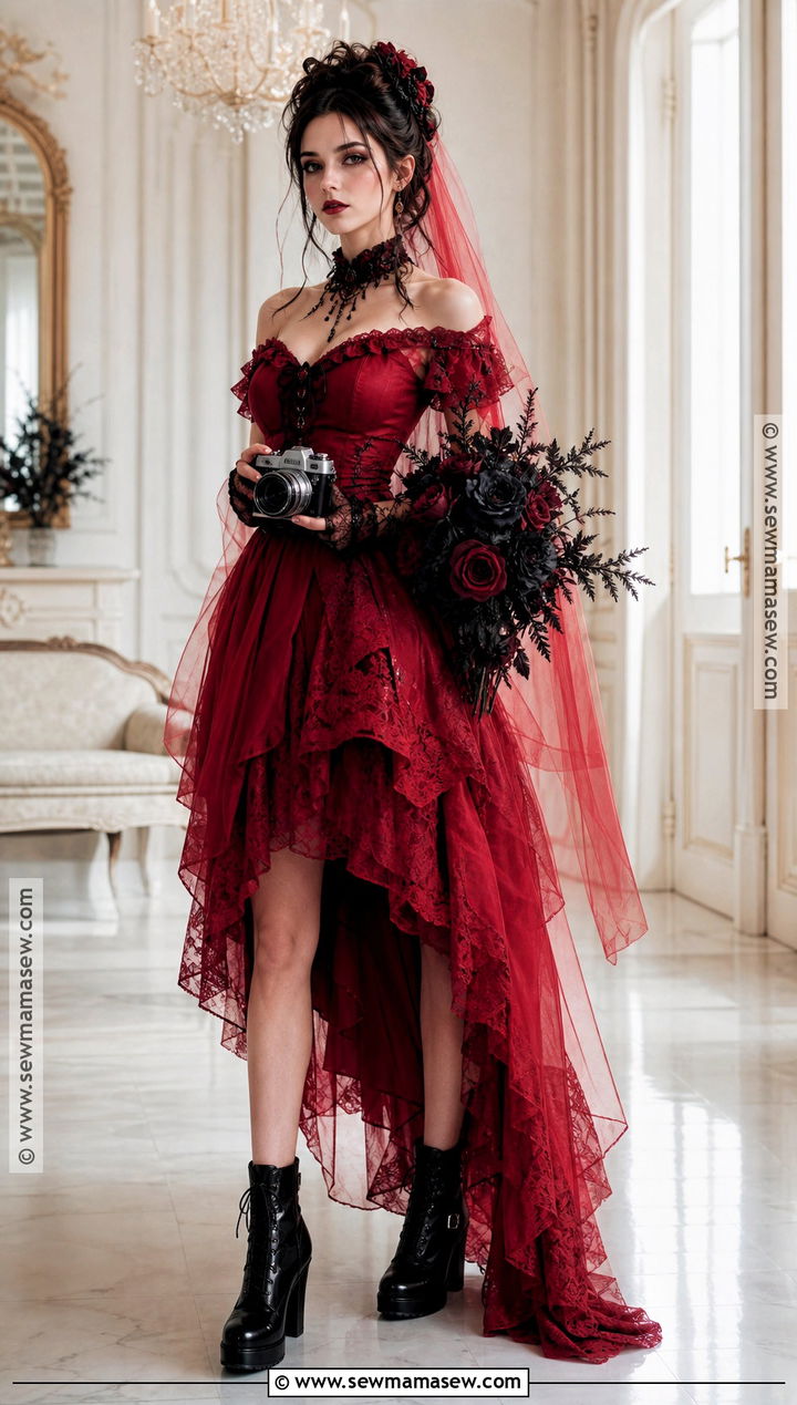 Lydia Deetz Costume With Red Dress - 40 costume party ideas