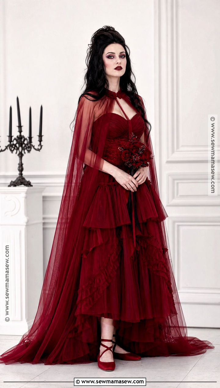 Lydia Deetz Costume With Red Tulle Dress - 30 character costume ideas