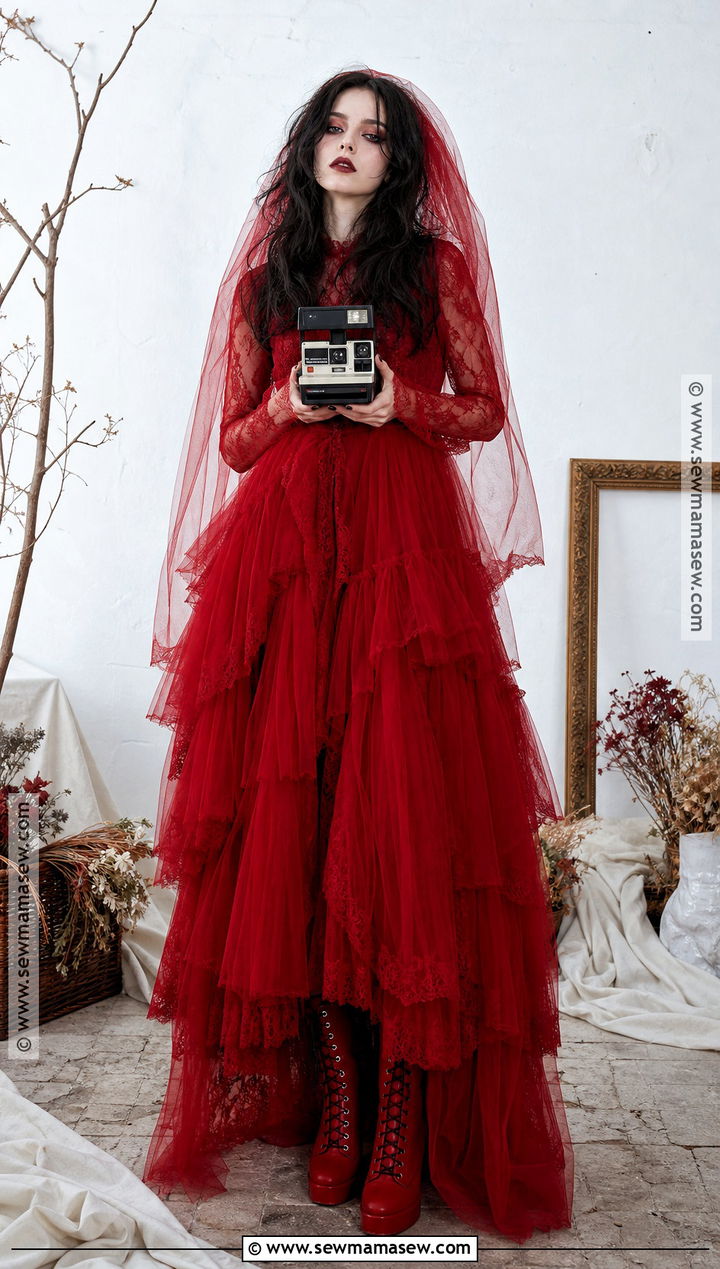 Lydia Deetz Red Dress Film Costume - 30 Film Costume Ideas for Women