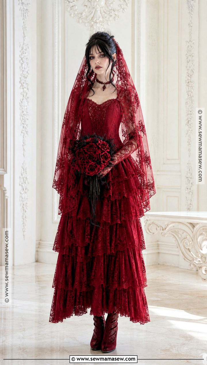 Lydia Deetz Red Wedding Costume - 30 red dress costume ideas