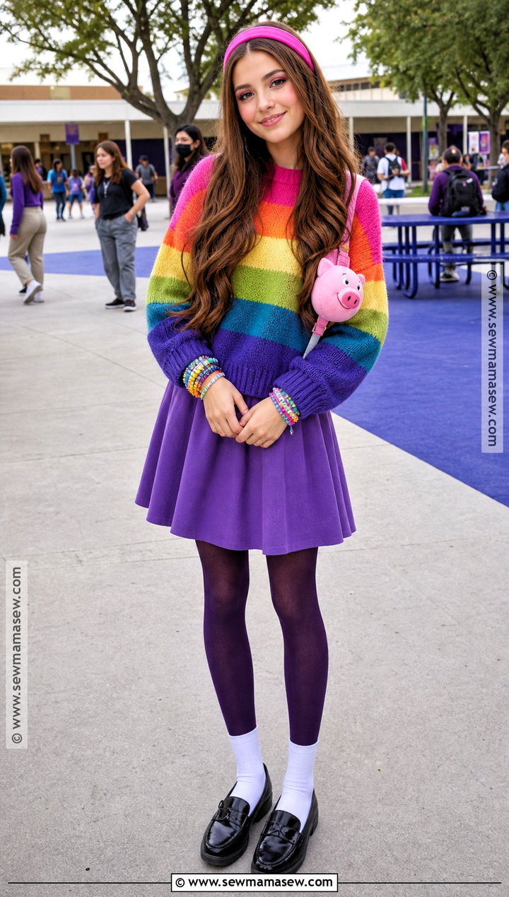 Mabel Pines Rainbow Sweater Costume - 30 high school halloween costumes