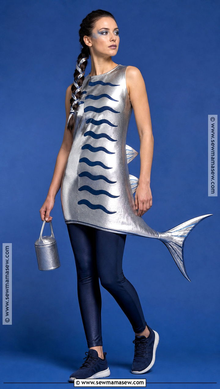 Mackerel Costume With Blue Silver Stripes - 30 Fish Costume Ideas for Women