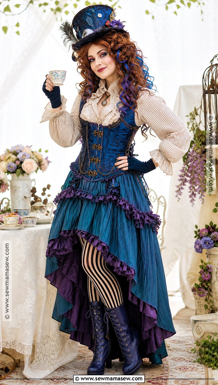 Mad Hatter Blue Corset Costume - 35 Blue Corset Halloween Costumes