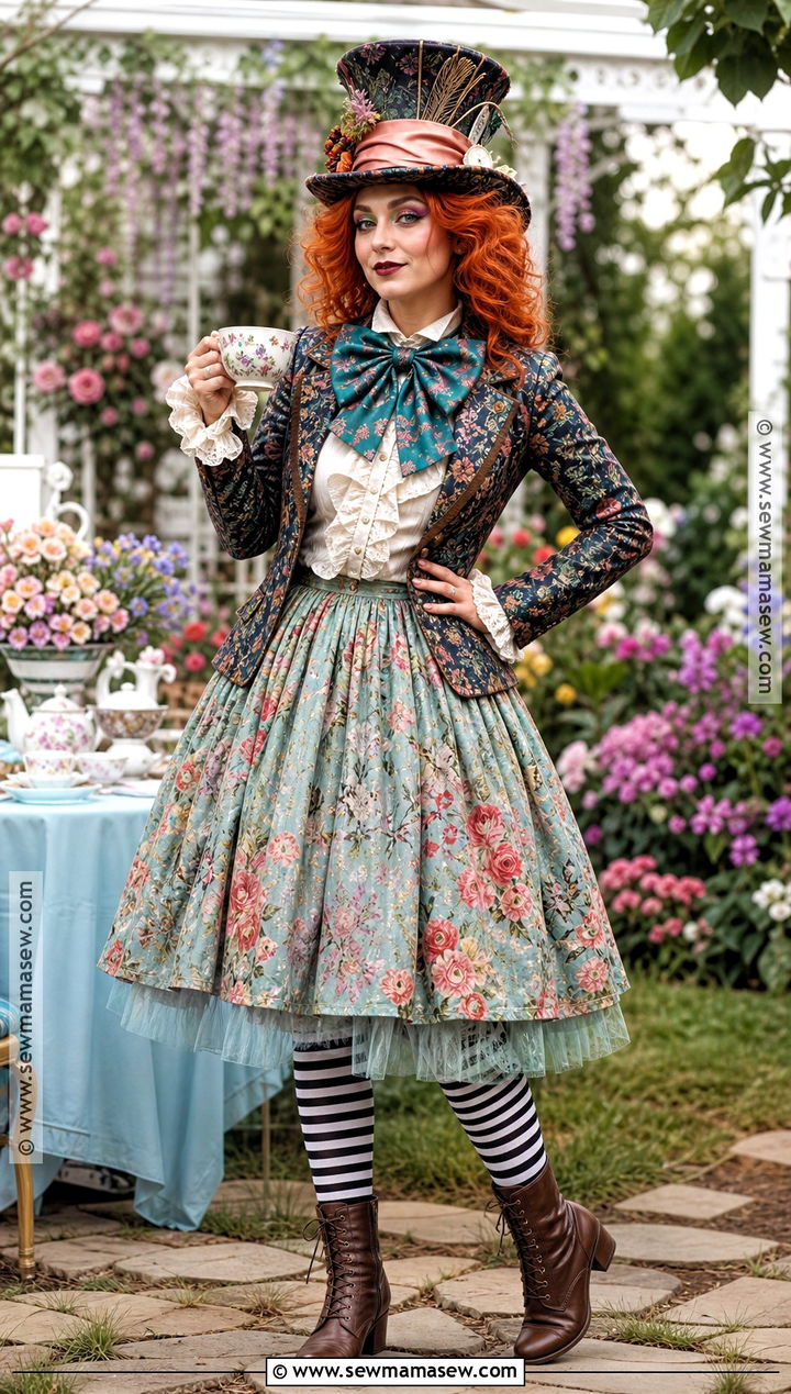 Mad Hatter Costume With Patterned Blazer - 35 Halloween Costume Ideas for Women