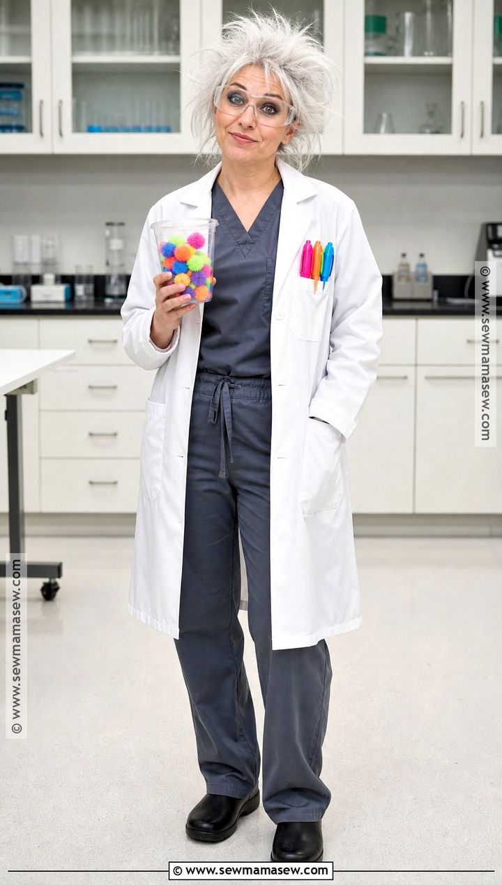 Mad Scientist Costume With Gray Scrubs - 30 scrubs halloween costume ideas
