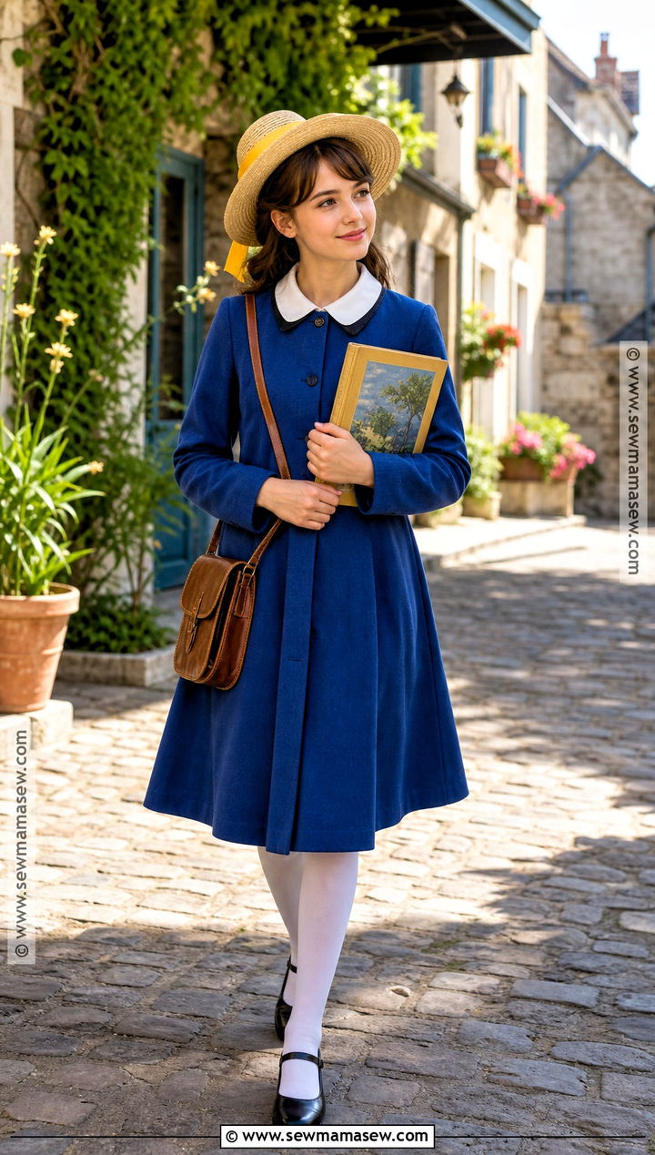 Madeline Costume With Blue Coat Dress - 30 halloween costumes modest