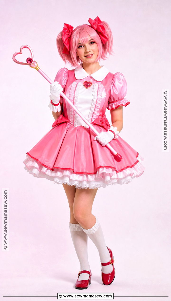 Madoka Kaname Costume With Pink Dress - 35 pink hair halloween costume ideas