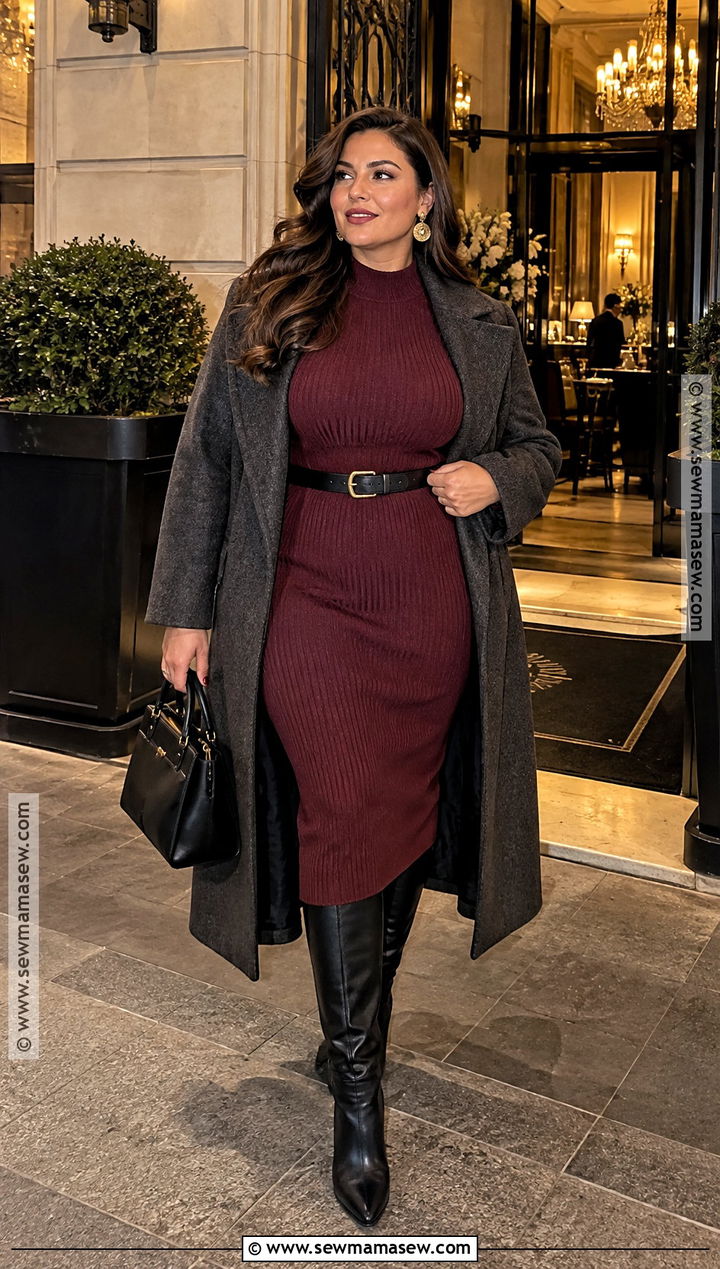 Madrid Fall Outfit With Knit Dress And Knee High Boots - 15 madrid spain outfit idea fall