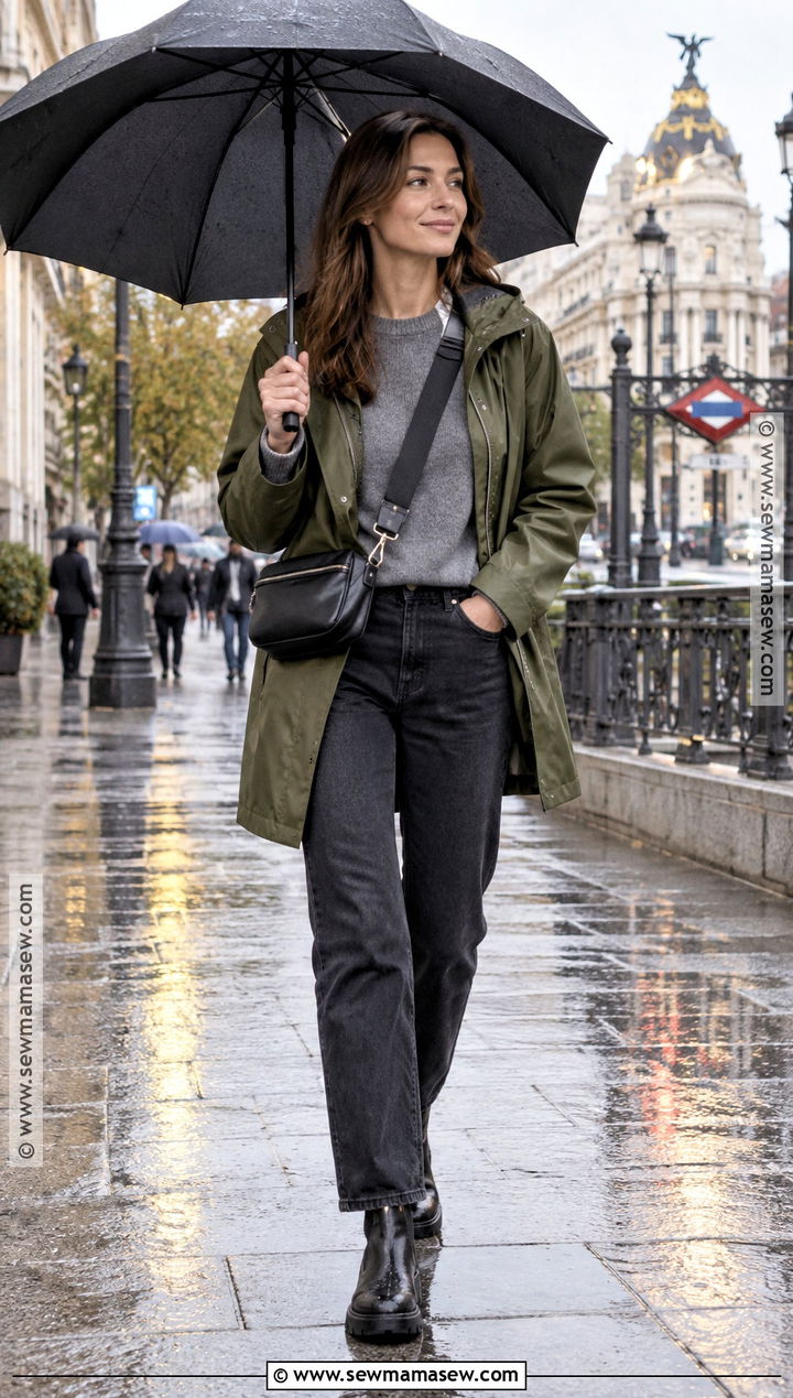 Madrid Fall Raincoat And Straight Leg Jeans Outfit - 20 madrid fall outfits