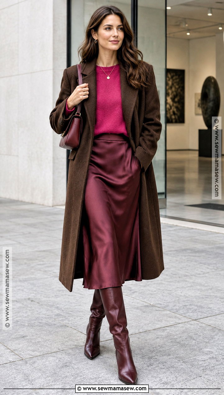 Magenta And Burgundy Fall Outfit - 25 Fall Colors Outfits