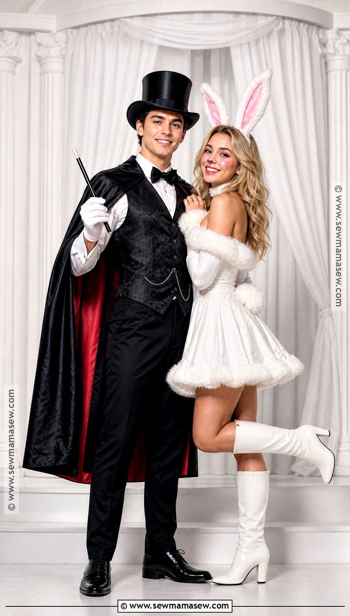 Magician And White Bunny Couple Costume - 30 bunny couple costume ideas