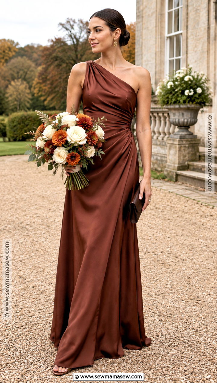 Mahogany One Shoulder Bridesmaid Dress - 15 Dark Fall Bridesmaid Dresses