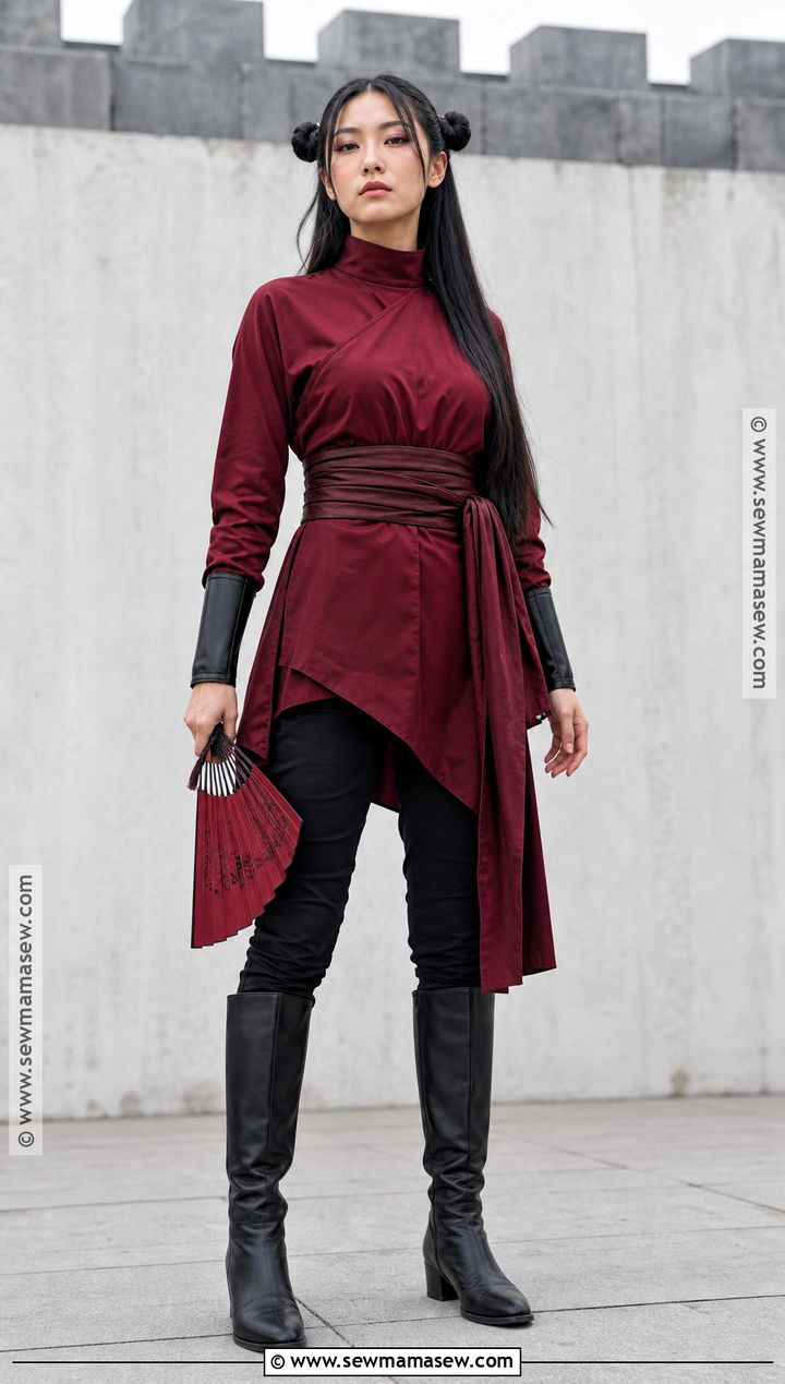 Mai Costume With Red Tunic - 30 long black hair halloween costumes