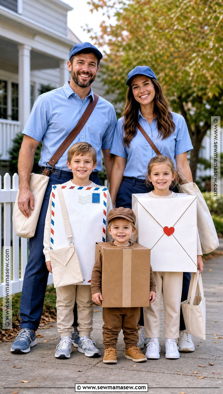 Mail Carrier And Package Family Costume - 35 family halloween costumes with for toddlers