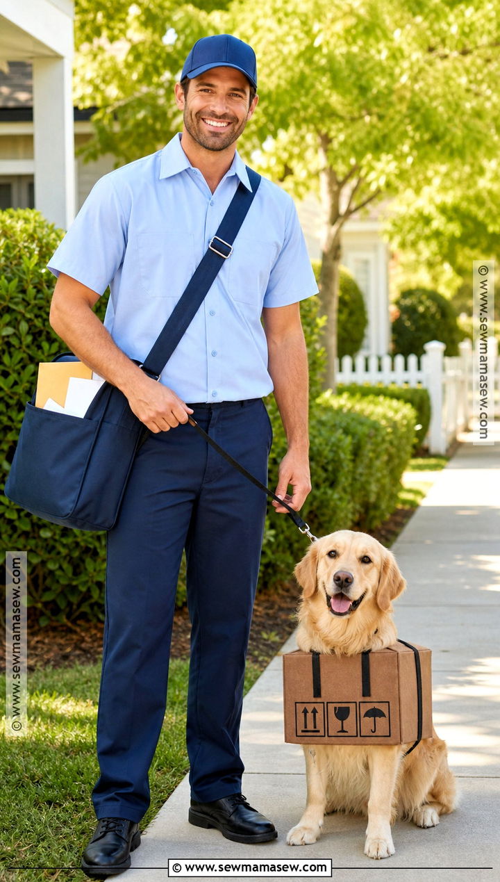 Mail Carrier and Package Dog and Owner Costume - 30 dog and owner costumes