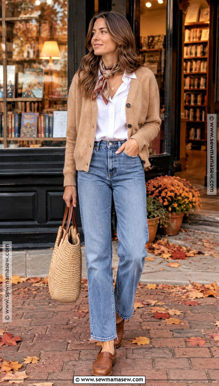 Maine Fall Cardigan And Vintage Jeans Outfit - 20 maine outfits fall