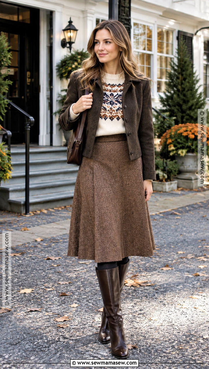 Maine Fall Fair Isle Sweater And Midi Skirt Outfit - 20 maine outfits fall