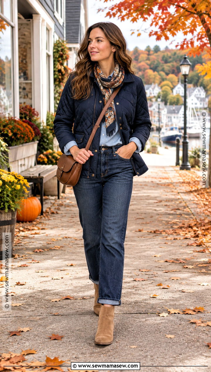 Maine Fall Quilted Jacket And Chambray Shirt Outfit - 20 maine outfits fall