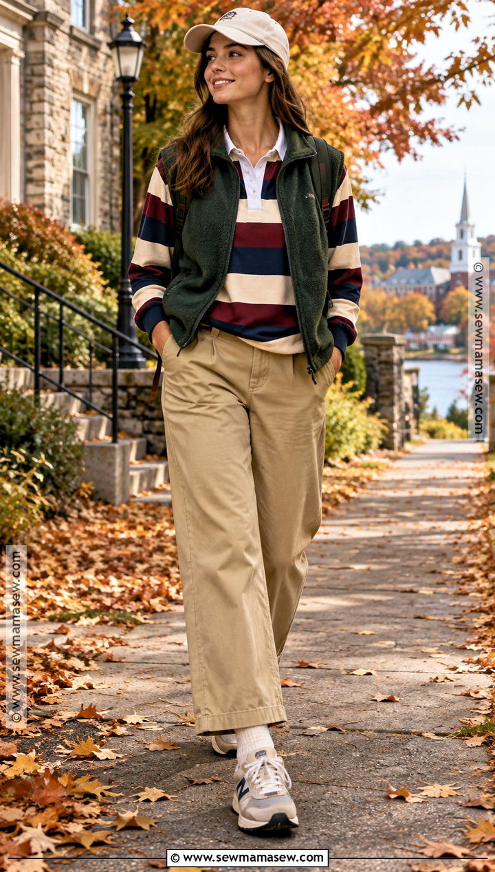 Maine Fall Rugby Shirt And Fleece Vest Outfit - 20 maine outfits fall