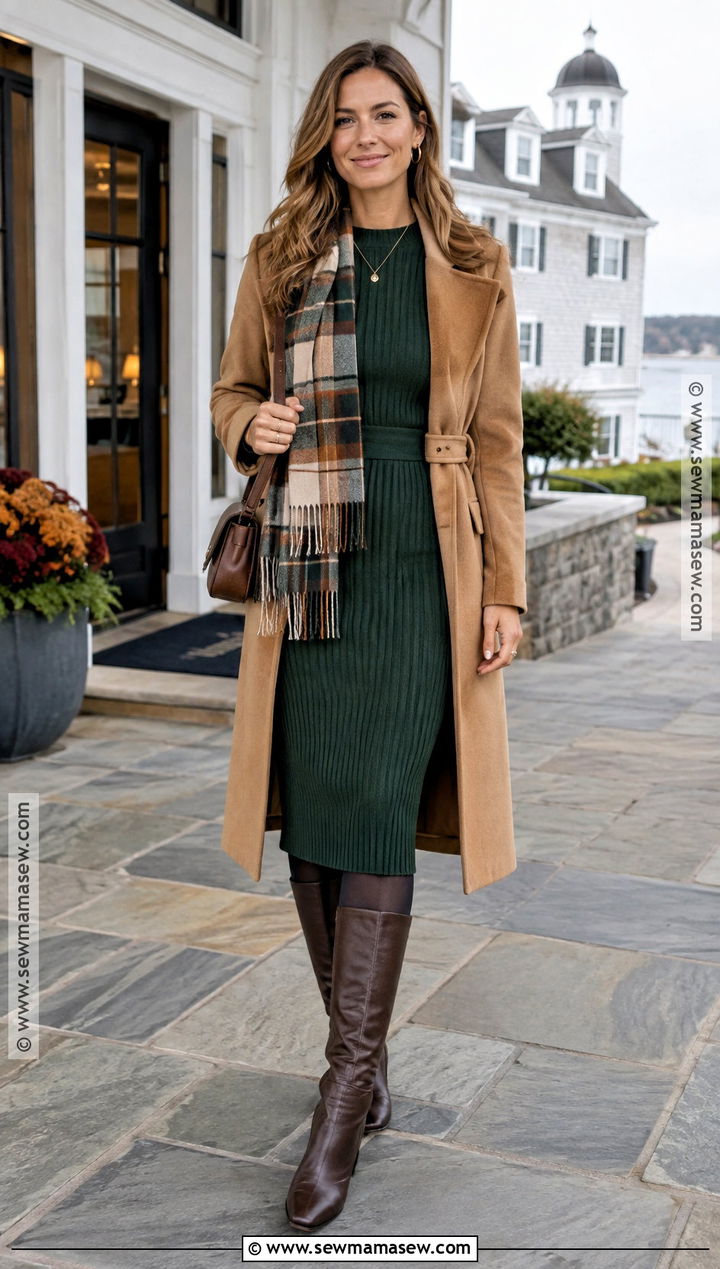 Maine Fall Sweater Dress And Knee High Boots Outfit - 20 maine outfits fall