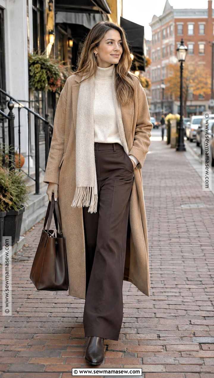 Maine Fall Wool Coat And Tailored Trousers Outfit - 20 maine outfits fall