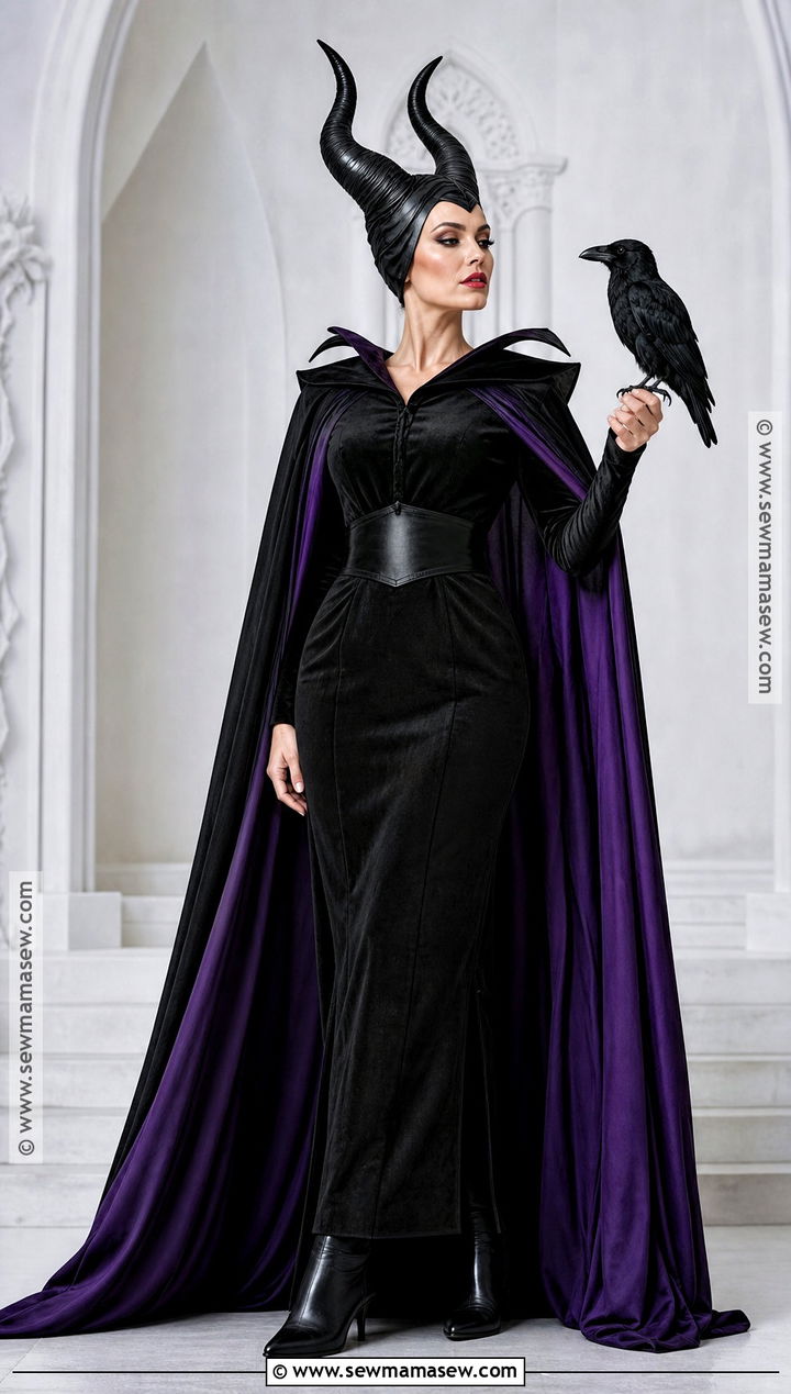 Maleficent Costume With Black Dress - 30 Black Dress Halloween Ideas