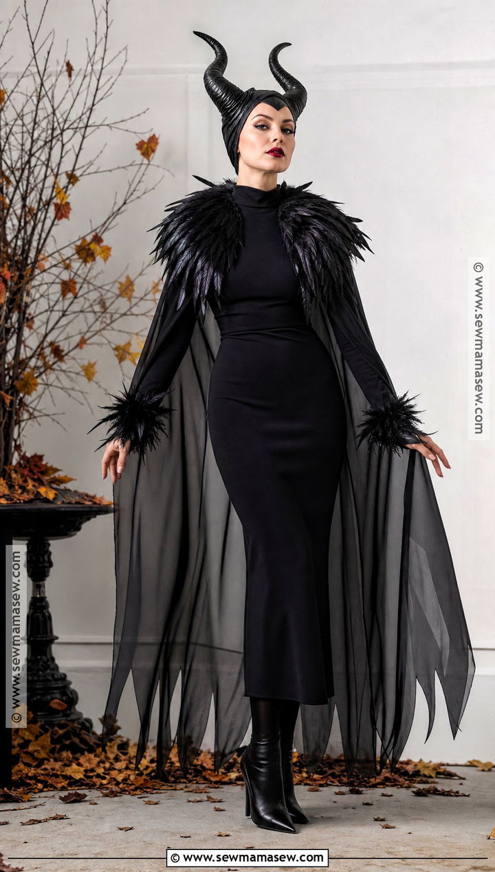 Maleficent Costume With Black Feather Cape - 50 maleficent costume ideas