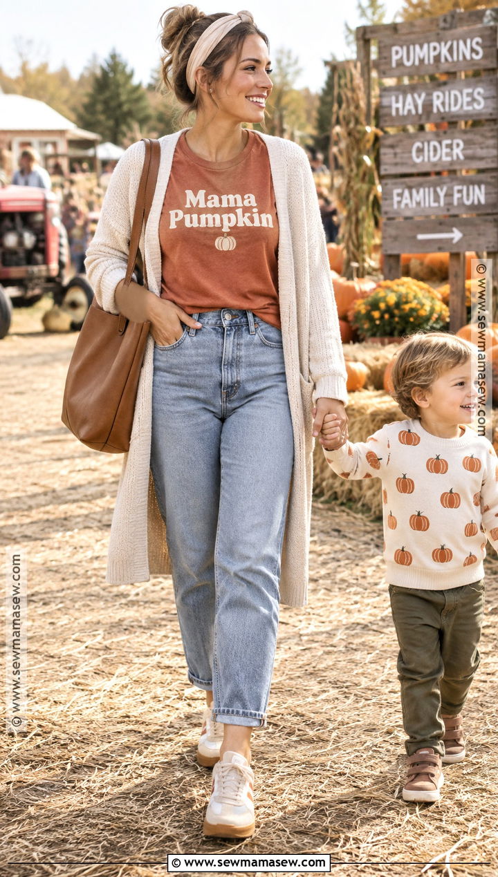 Mama Pumpkin Shirt With Relaxed Jeans - 20 pumpkin shirt ideas