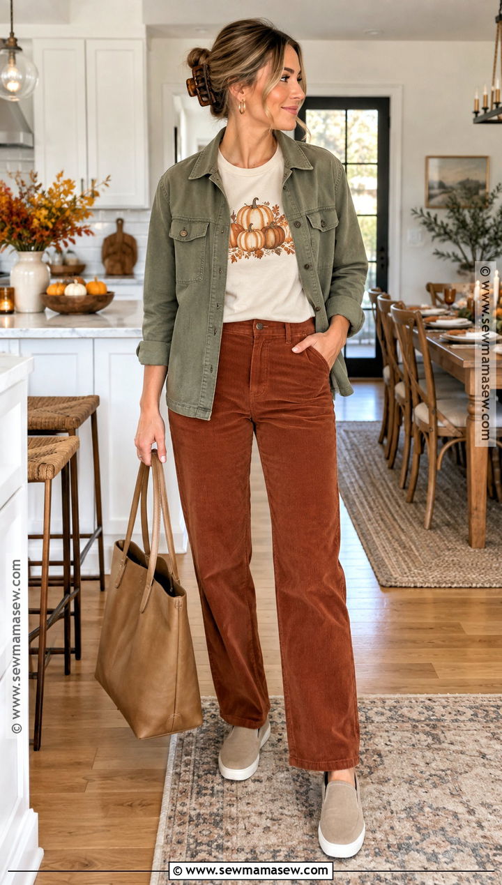 Mama Thanksgiving T Shirt With Corduroy Pants - 20 Thanksgiving Tshirt Ideas
