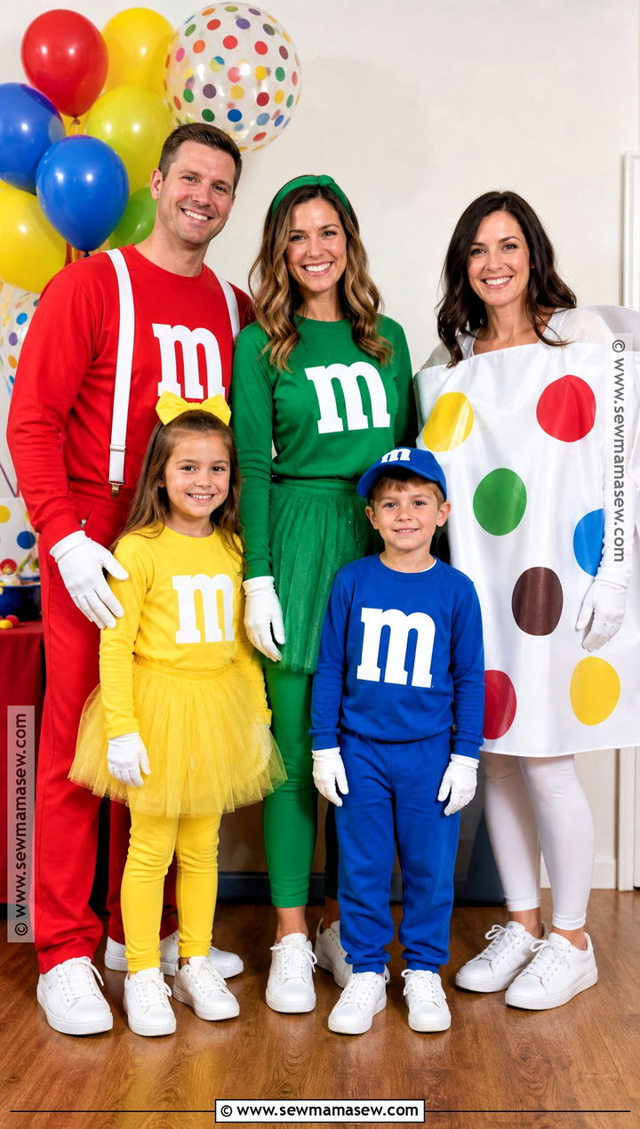MandM Family Costume With A Candy Bag - 40 m&m costume ideas
