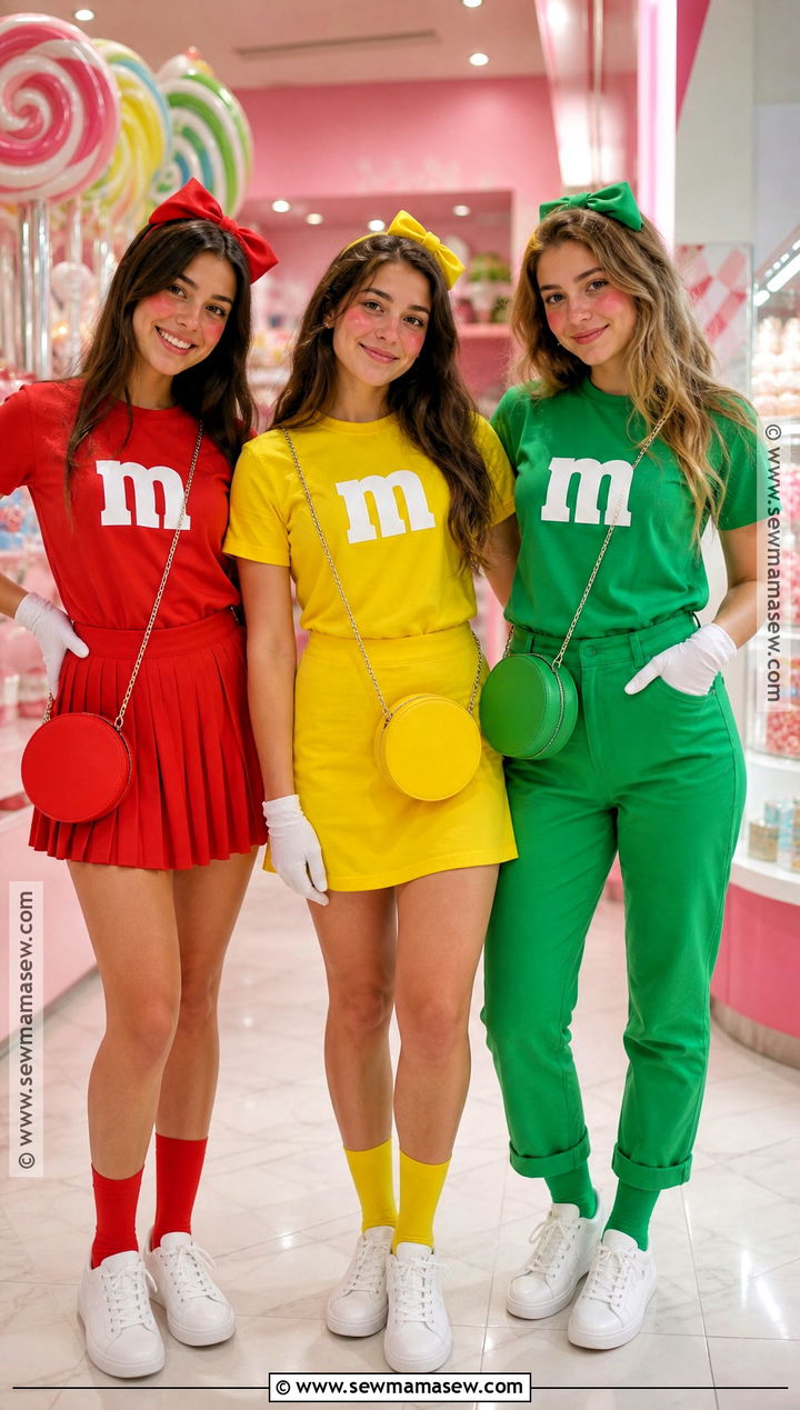 MandMs Trio Costume - 45 3 person halloween costume ideas