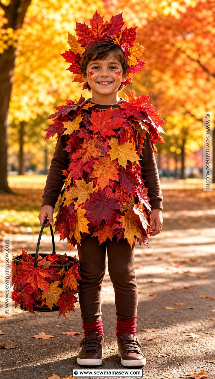 Maple Tree Costume With Red Leaves - 30 tree costume ideas for kids