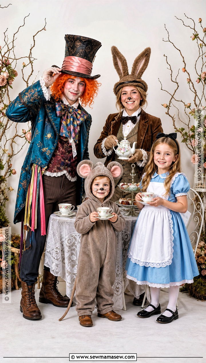 March Hare Dormouse And Mad Hatter Family Costume - 30 alice in wonderland family costumes