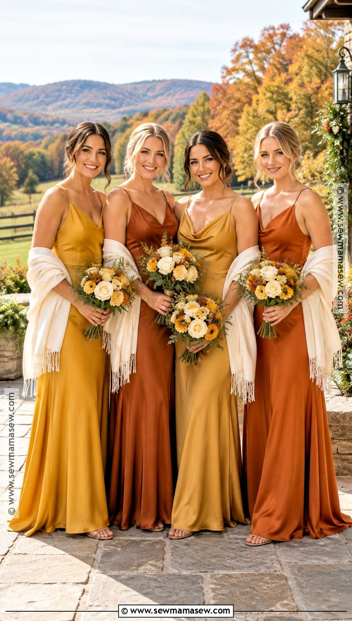 Marigold Amber And Warm Ivory Bridesmaid Dresses - 15 October Wedding Colors Schemes Bridesmaid Dress Ideas