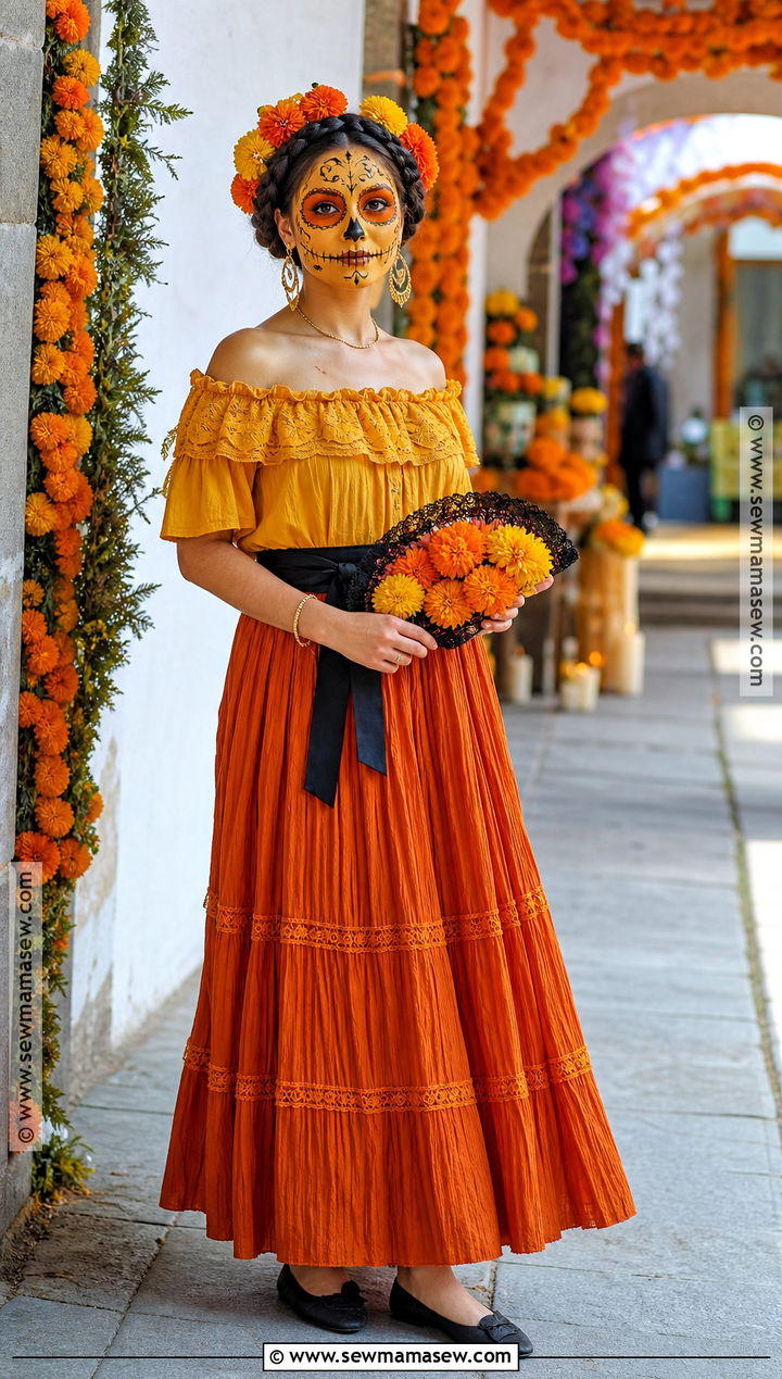 Marigold Catrina Costume - 30 dia de los muertos costumes for women
