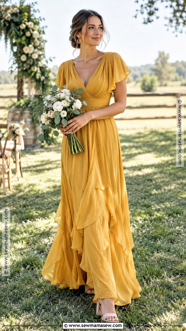 Marigold Chiffon Bridesmaid Dress - 20 fall colored bridesmaid dresses