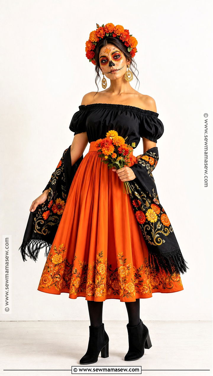Marigold Flower Sugar Skull Costume - 35 sugar skull costume ideas