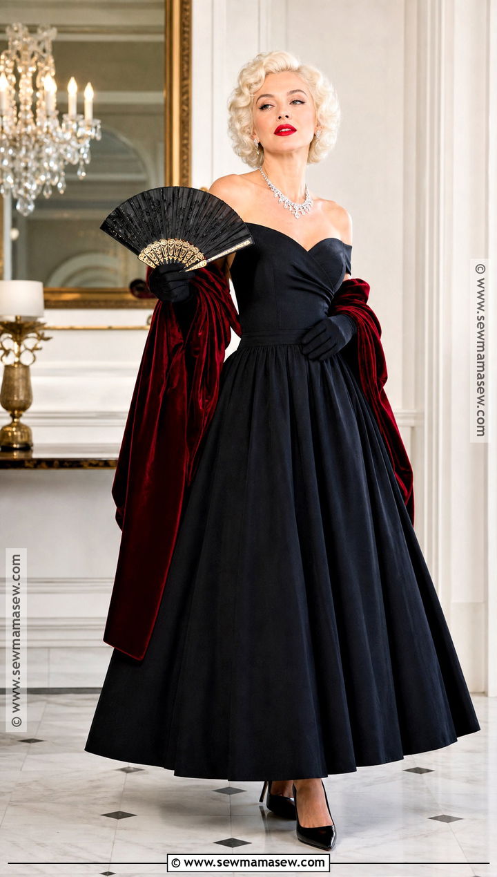 Marilyn Monroe Black Royal Evening Costume - 35 marilyn monroe costume ideas