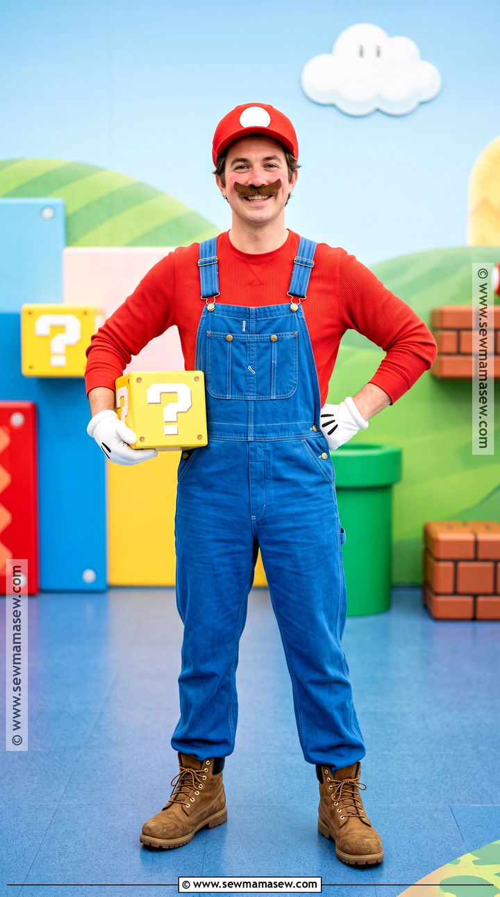 Mario Cosplay With Blue Overalls - 30 Men Cosplay Ideas