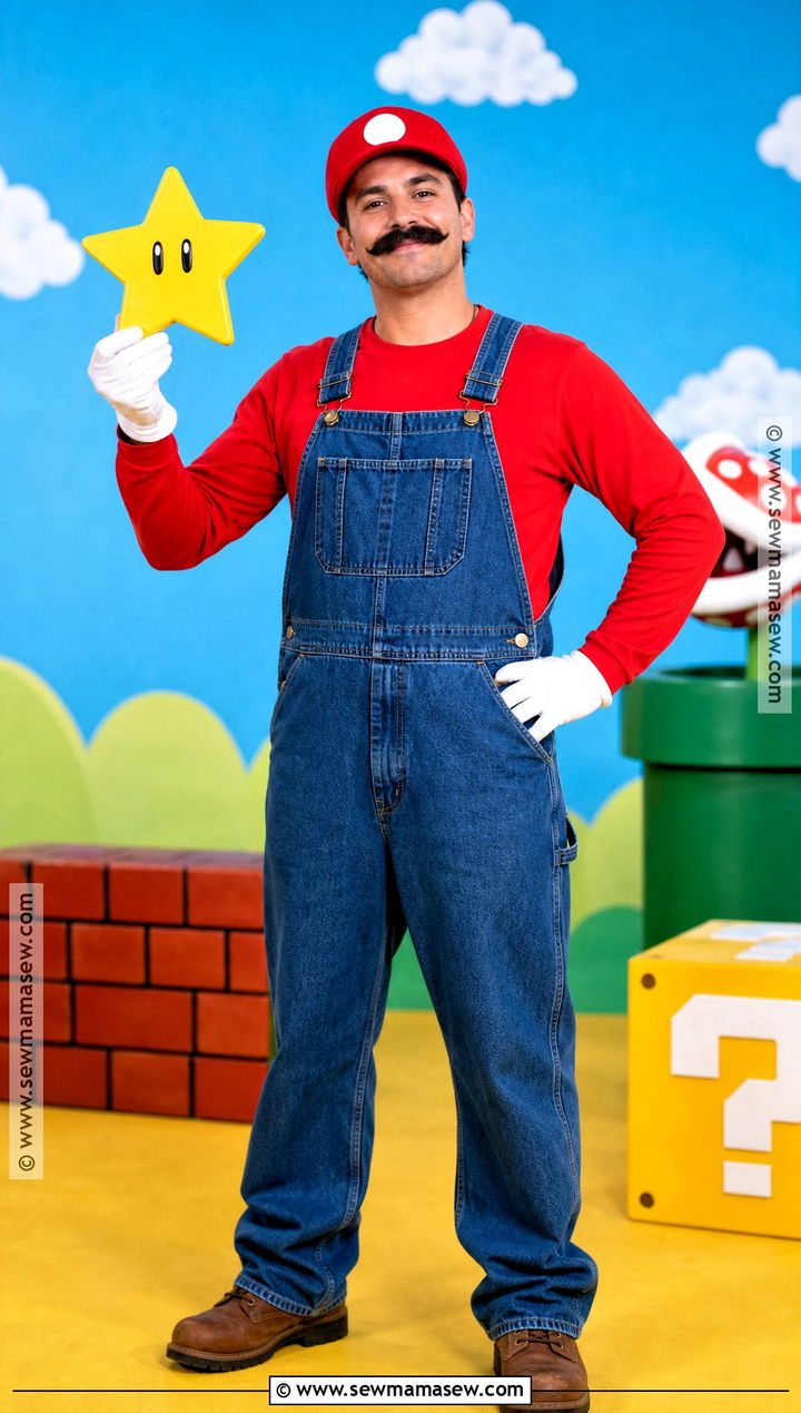Mario Cosplay With Red Shirt And Overalls - 35 simple cosplay ideas