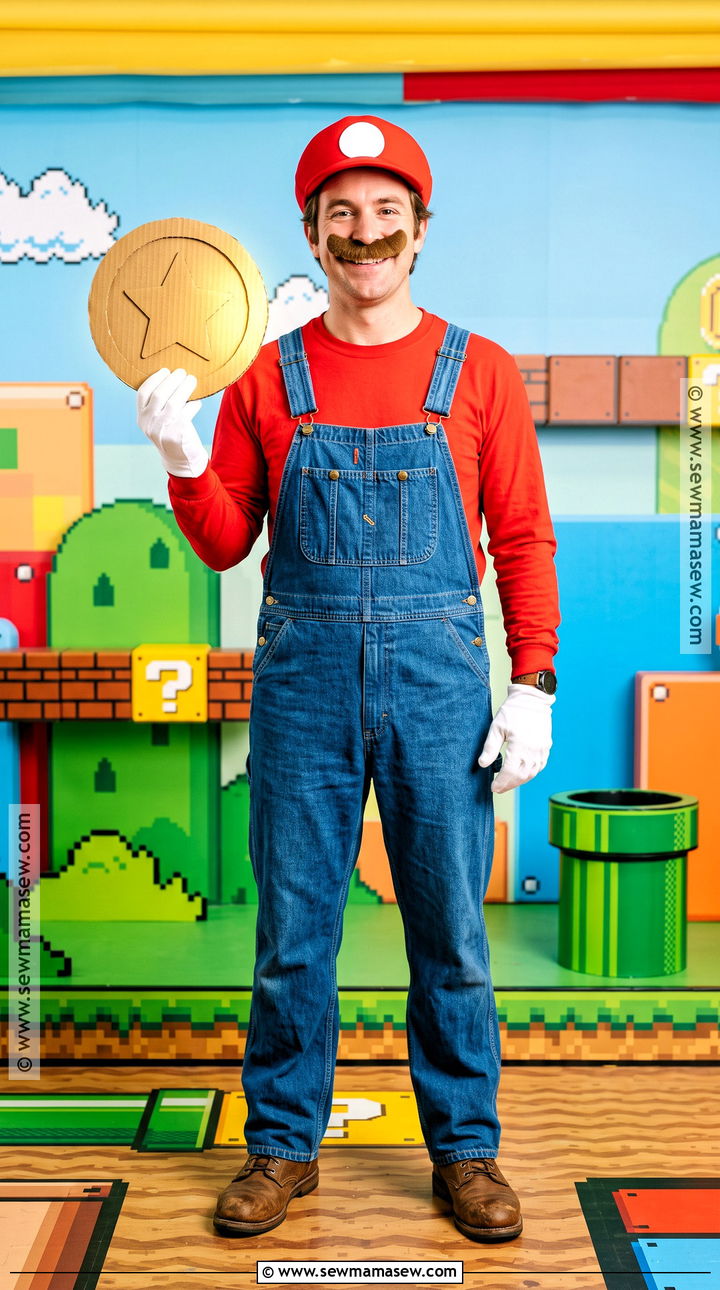 Mario Cosplay With Red Shirt And Overalls - 35 Last Minute Cosplay Ideas