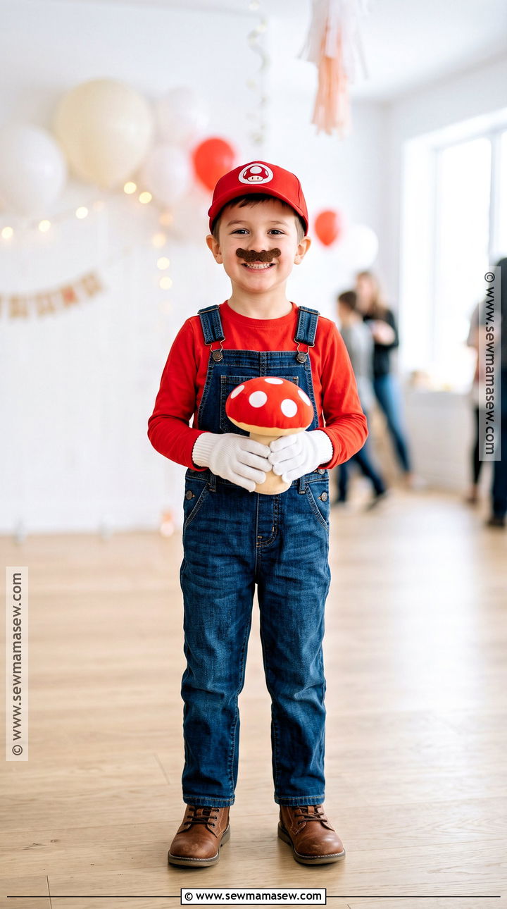 Mario Costume With Blue Overalls - 30 halloween costumes kids for boys