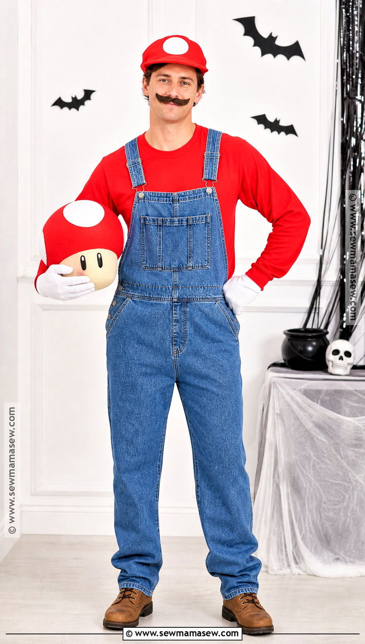 Mario Costume With Blue Overalls - 30 halloween costumes with overalls